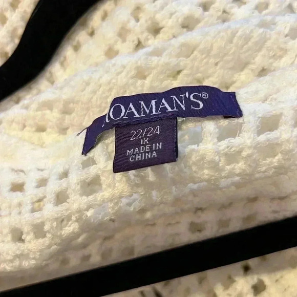 NWOT Roaman’s Scallop-Trim Crochet Cardigan, Size 1X (22/24), White - Picture 6 of 7